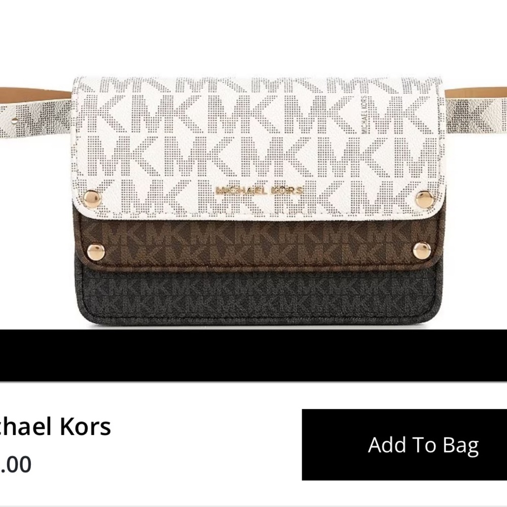 Michael Kors Signature Tri-Logo Magnetic Snap Belt Bag S/M
